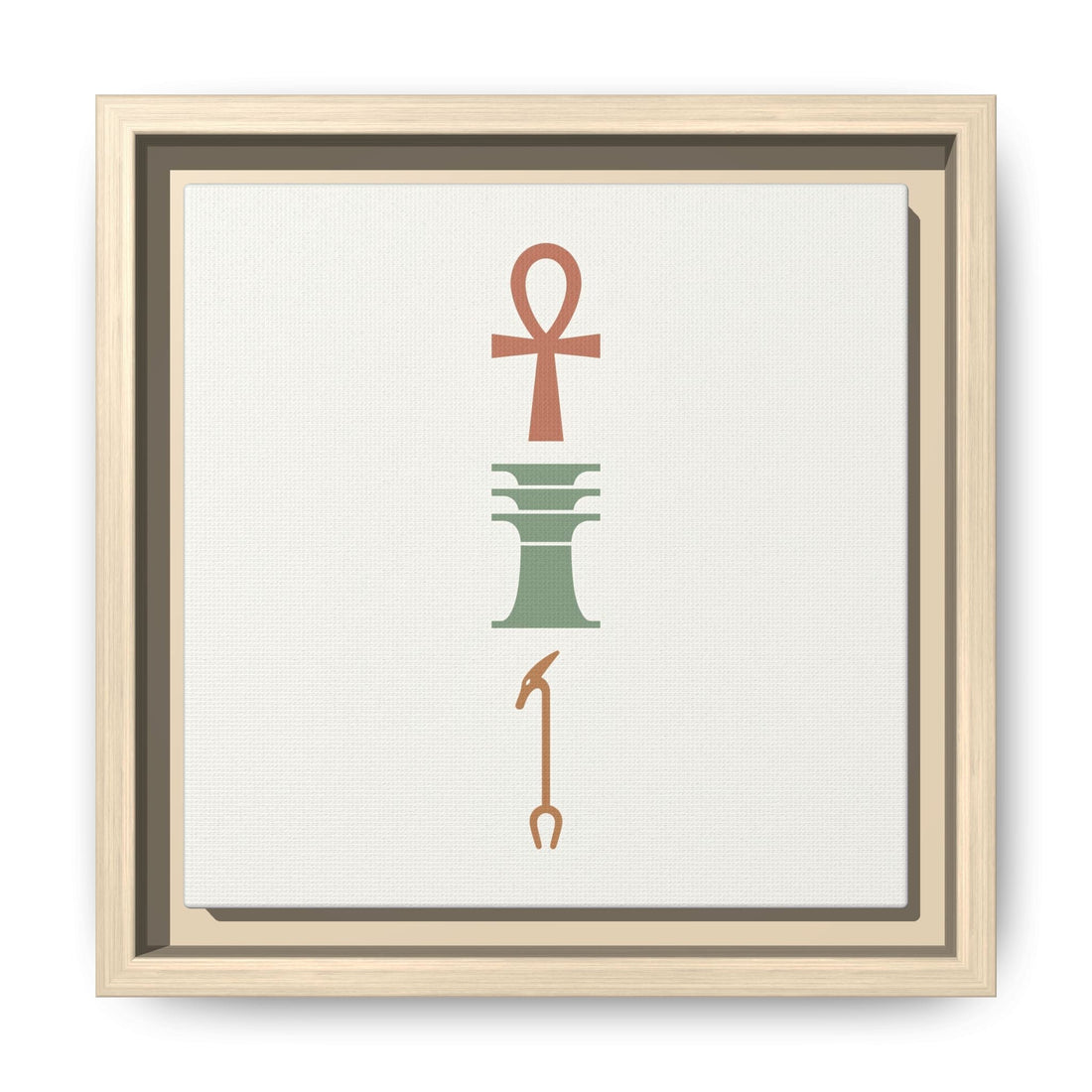 Sage green Egyptian canvas wall art styled in a warm modern living room