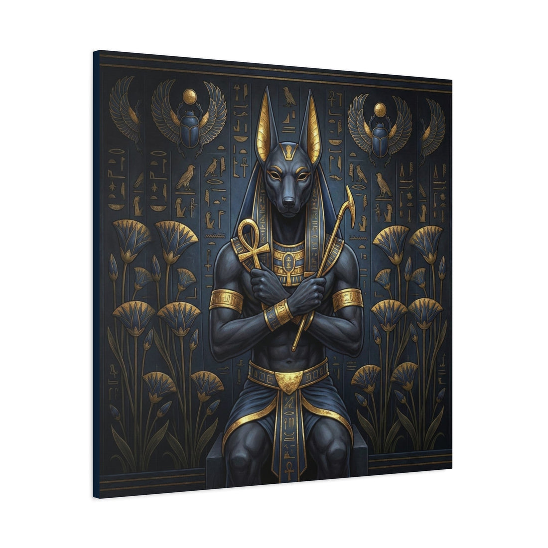 Anubis Egyptian wall art in deep neutral tones for a modern home