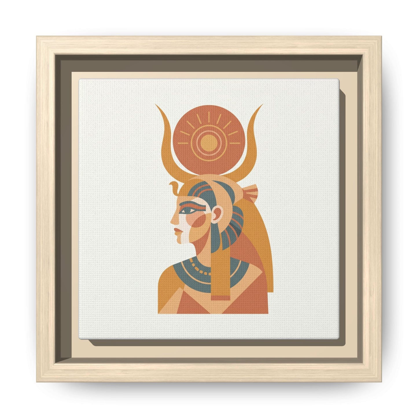 Close-up matte canvas texture and Greenguard Gold certified ink detail on Hathor goddess print