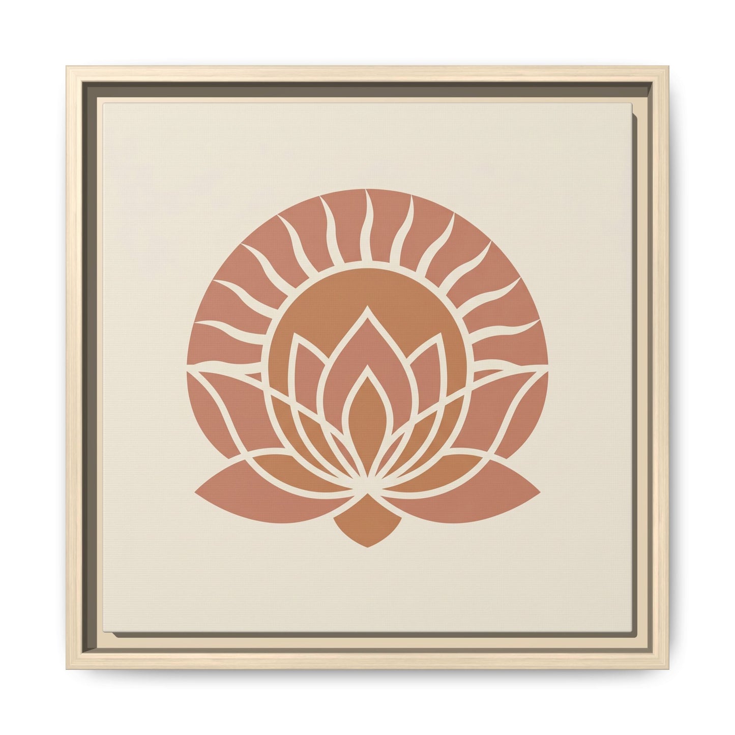 Egyptian sunrise lotus canvas above yoga mat in meditation corner — Kemetic sacred geometry