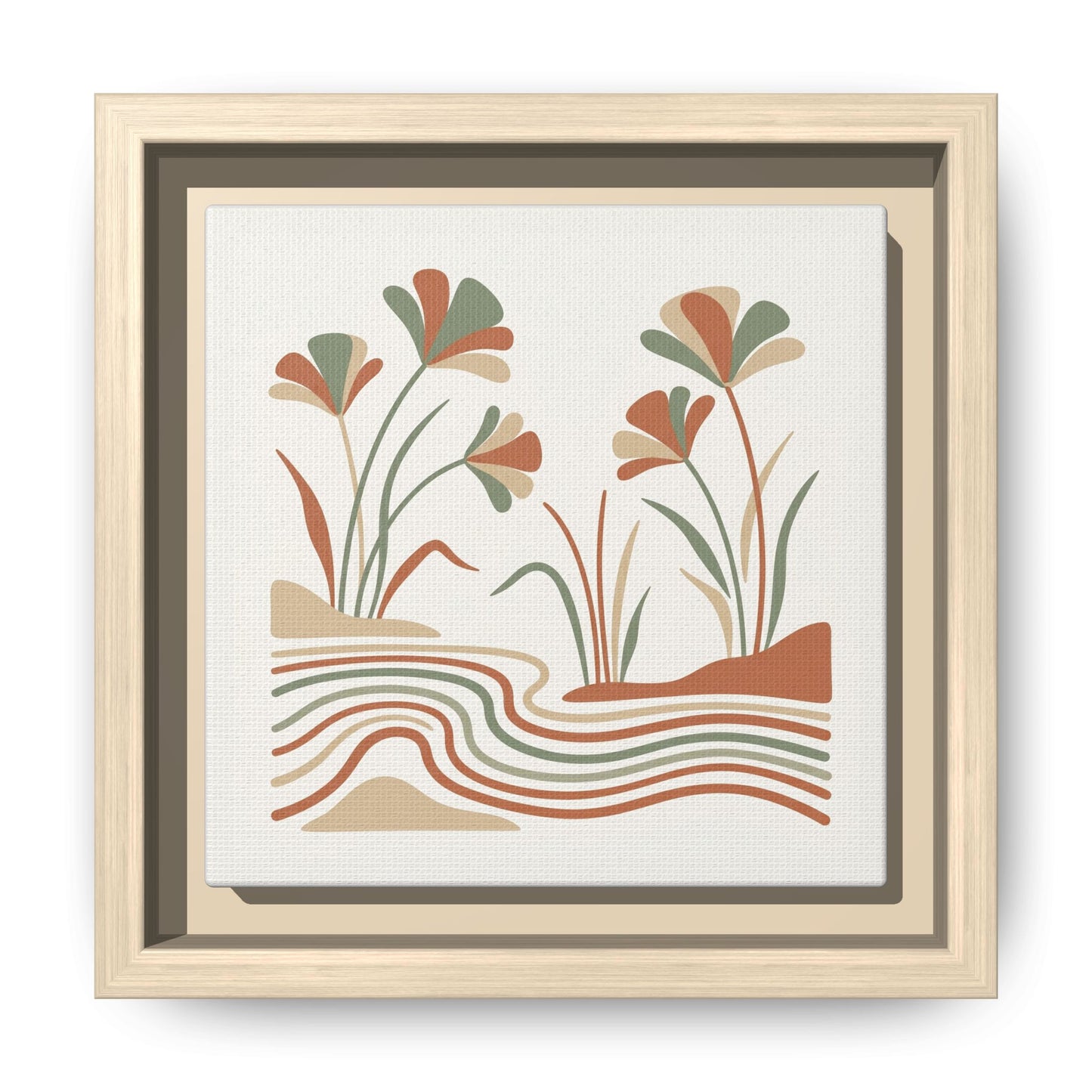 Close-up matte canvas brushwork texture and Greenguard Gold ink detail on papyrus botanical print