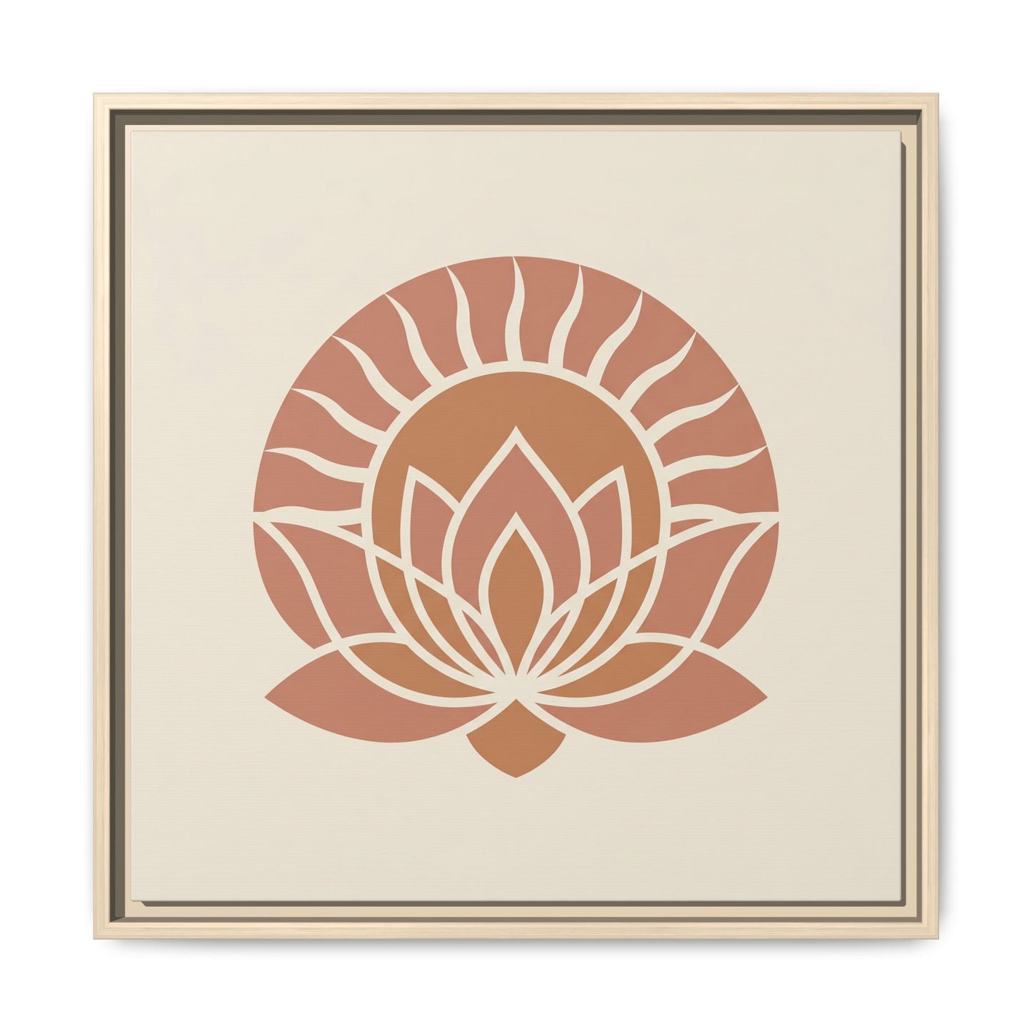 Pharaonic Dawn canvas in modern entryway with oak console — earthy pharaonic harmony collection