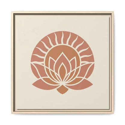 Pharaonic Dawn canvas in modern entryway with oak console — earthy pharaonic harmony collection