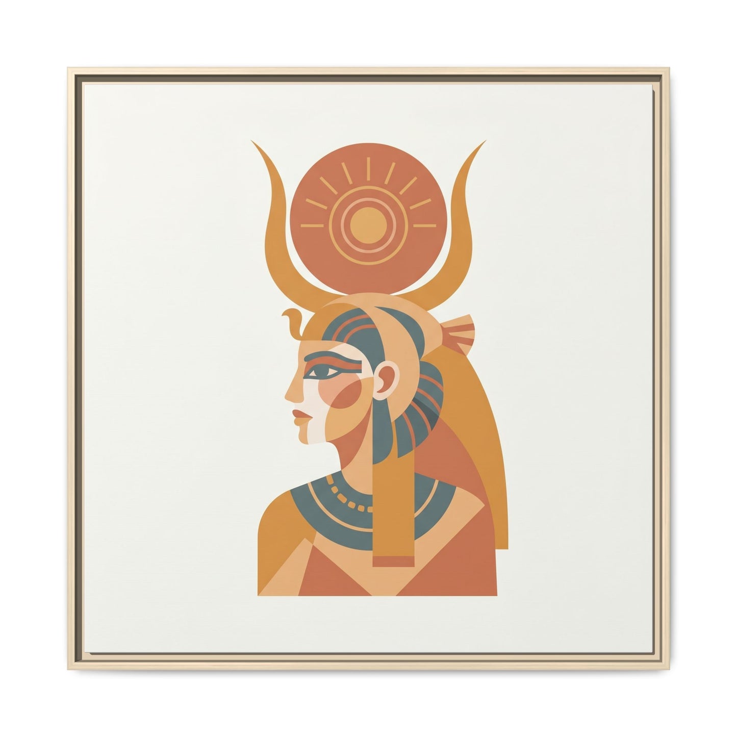 Sacred Hathor Egyptian goddess canvas in warm tones for meditation room and vanity altar decor