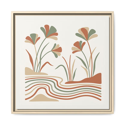 Nile Papyrus canvas in modern entryway with oak console — earthy pharaonic harmony collection