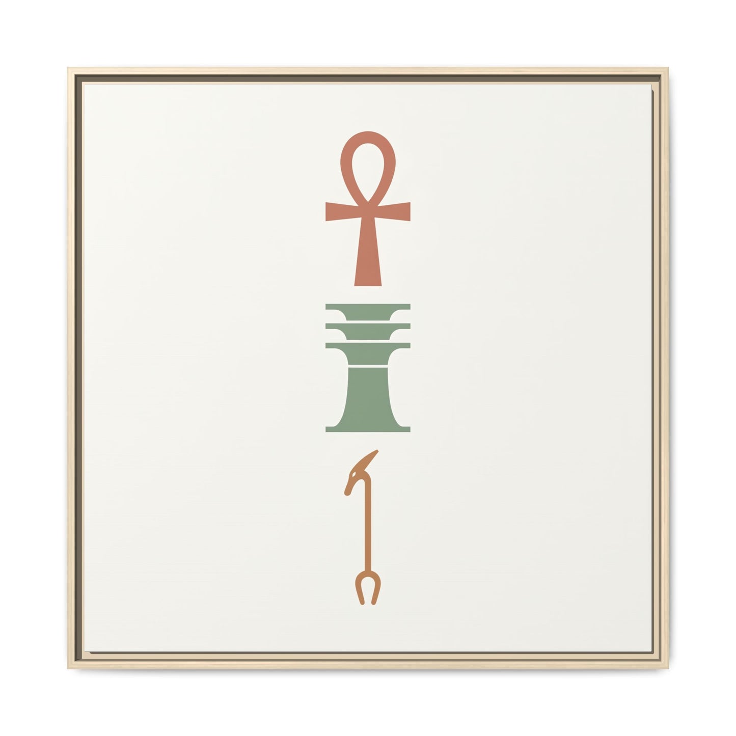Sacred Egyptian trinity Ankh canvas in natural tones for meditation room and sacred altar decor