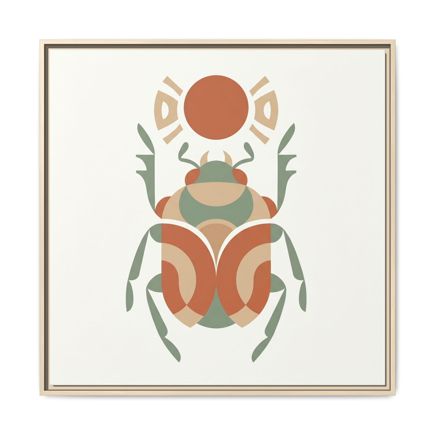 Sacred Egyptian scarab canvas in copper and sand tones for meditation room and spiritual workspace