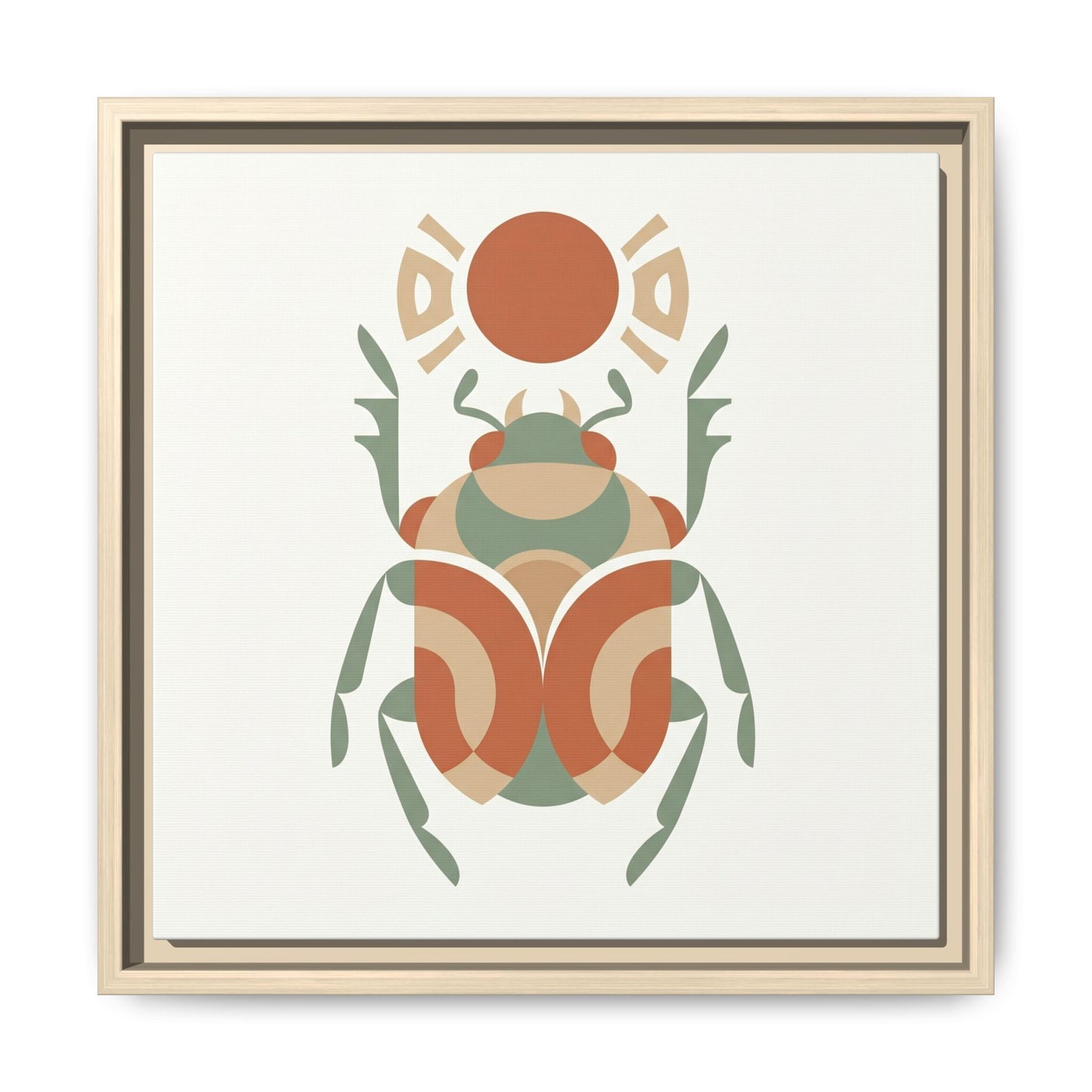 Spiritual Egyptian scarab Khepri canvas above yoga mat in meditation corner sacred geometry