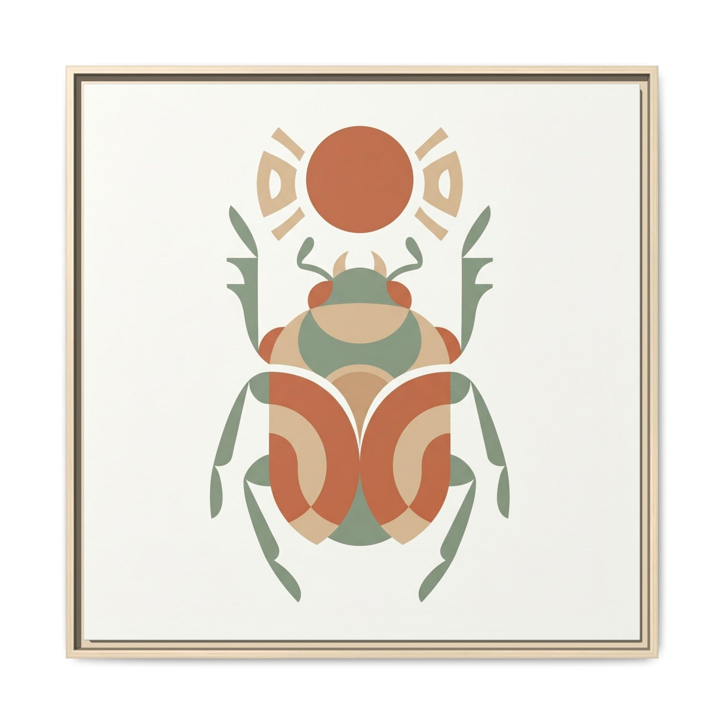 Egyptian scarab canvas as gallery wall centerpiece with Aten Sun and Wadjet three-piece Kemetic set