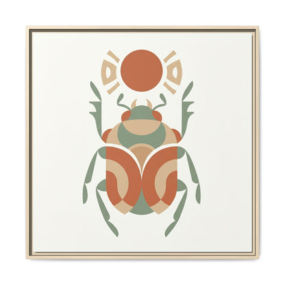 Egyptian scarab canvas as gallery wall centerpiece with Aten Sun and Wadjet three-piece Kemetic set