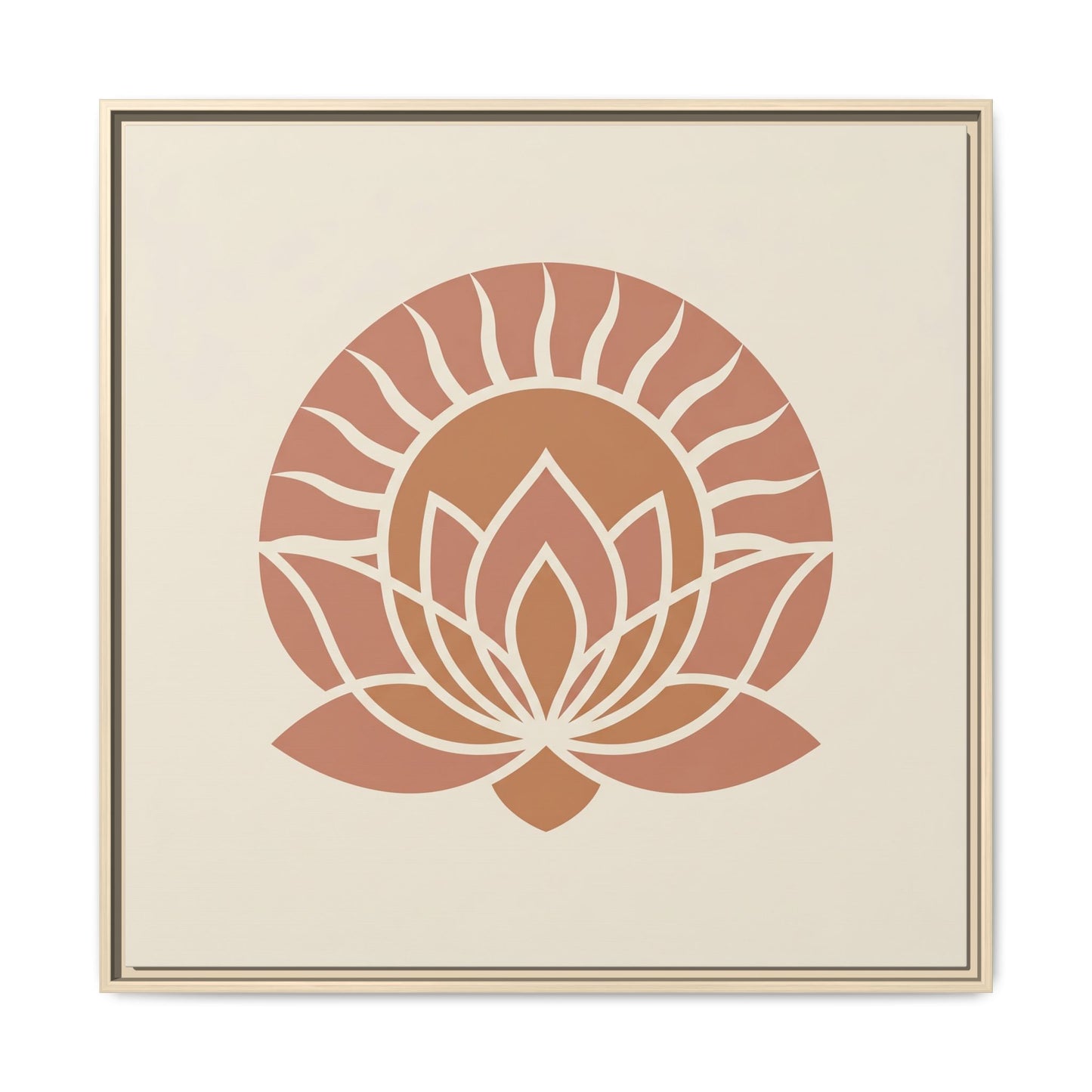 Wabi-Sabi Egyptian sunrise canvas in terracotta and muted gold for meditation room and yoga studio decor