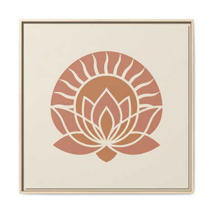 Wabi-Sabi Egyptian sunrise canvas in terracotta and muted gold for meditation room and yoga studio decor