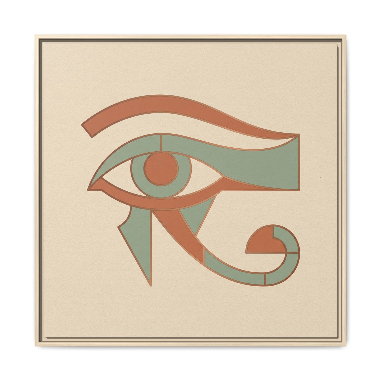 Sacred Eye of Horus Egyptian canvas in terracotta and copper tones for meditation room decor