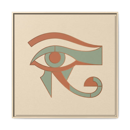 Sacred Eye of Horus Egyptian canvas in terracotta and copper tones for meditation room decor
