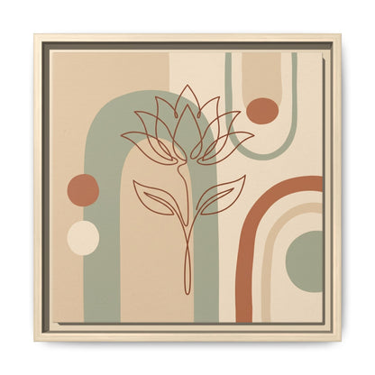 Spiritual Egyptian lotus canvas above yoga mat in meditation corner — Kemetic sacred geometry