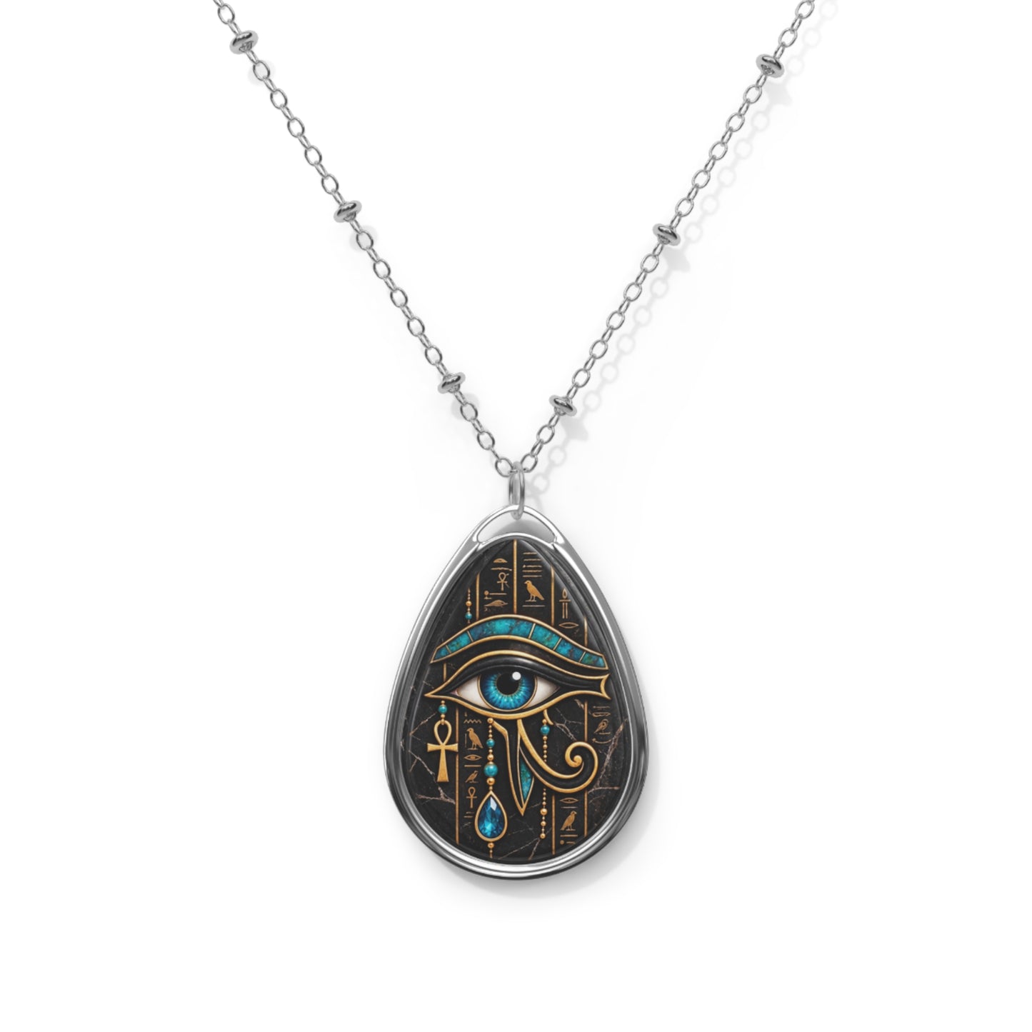 Eye of Horus Oval Necklace — Egyptian Protection Pendant