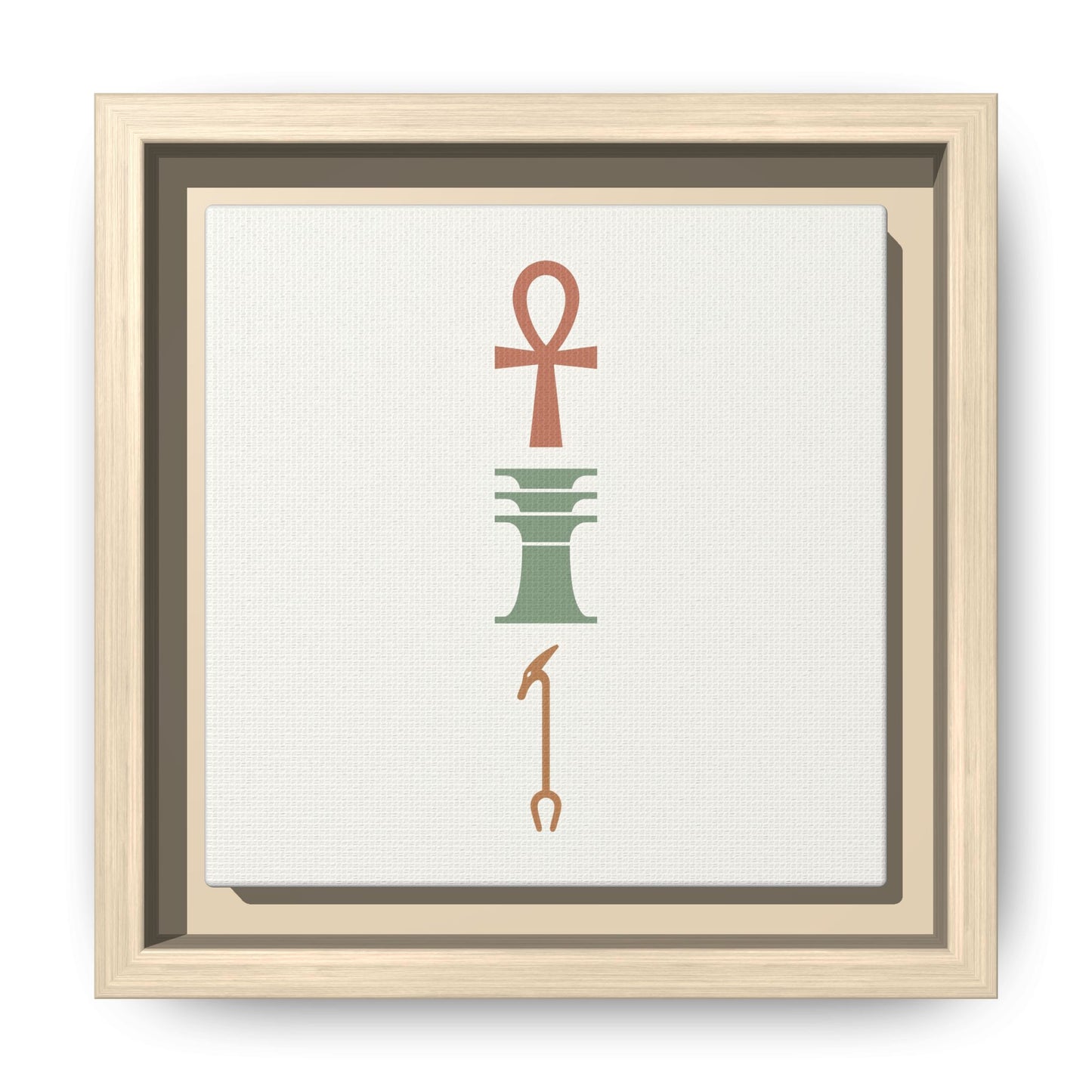 Close-up matte canvas texture and Greenguard Gold certified ink detail on Egyptian Ankh trinity print