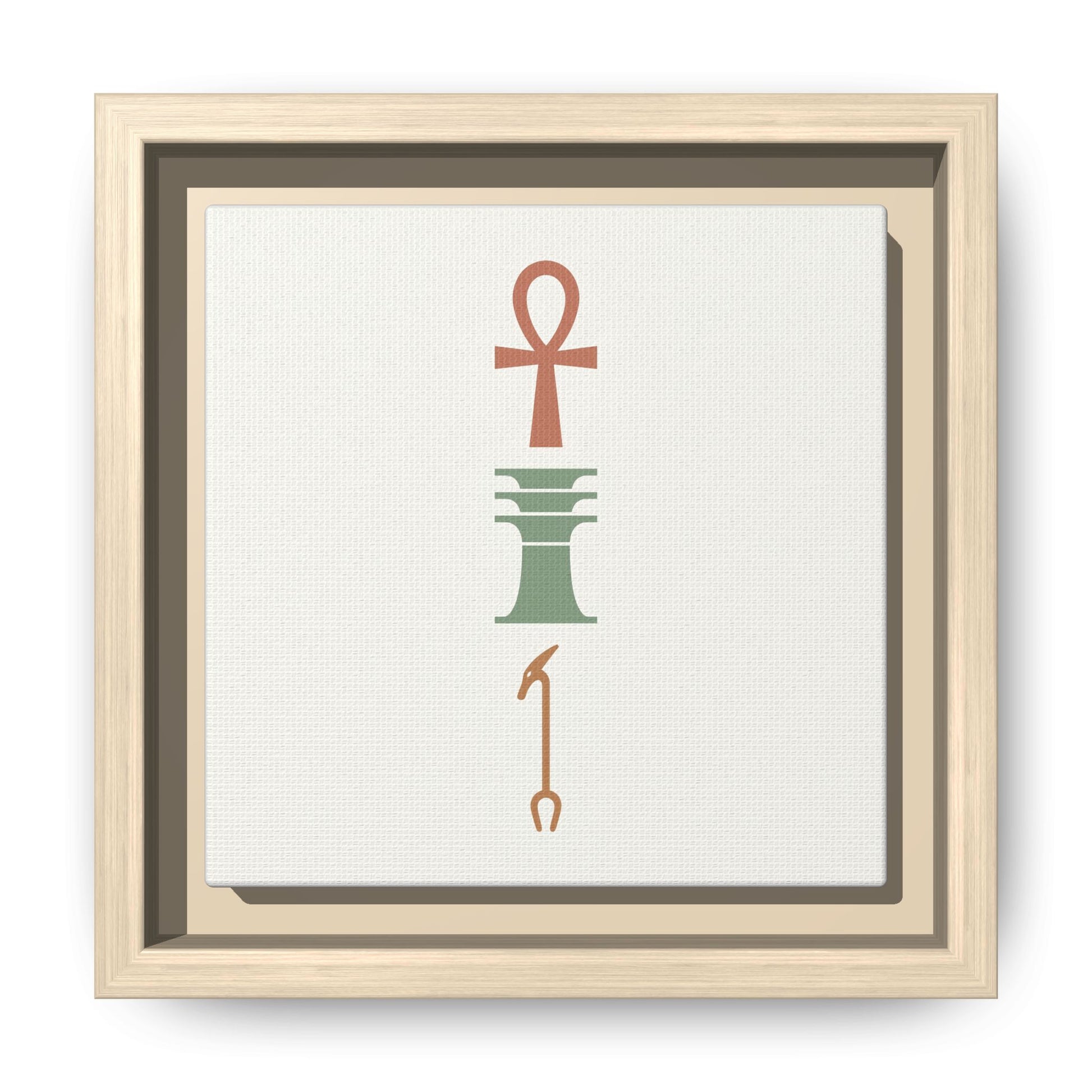 Close-up matte canvas texture and Greenguard Gold certified ink detail on Egyptian Ankh trinity print