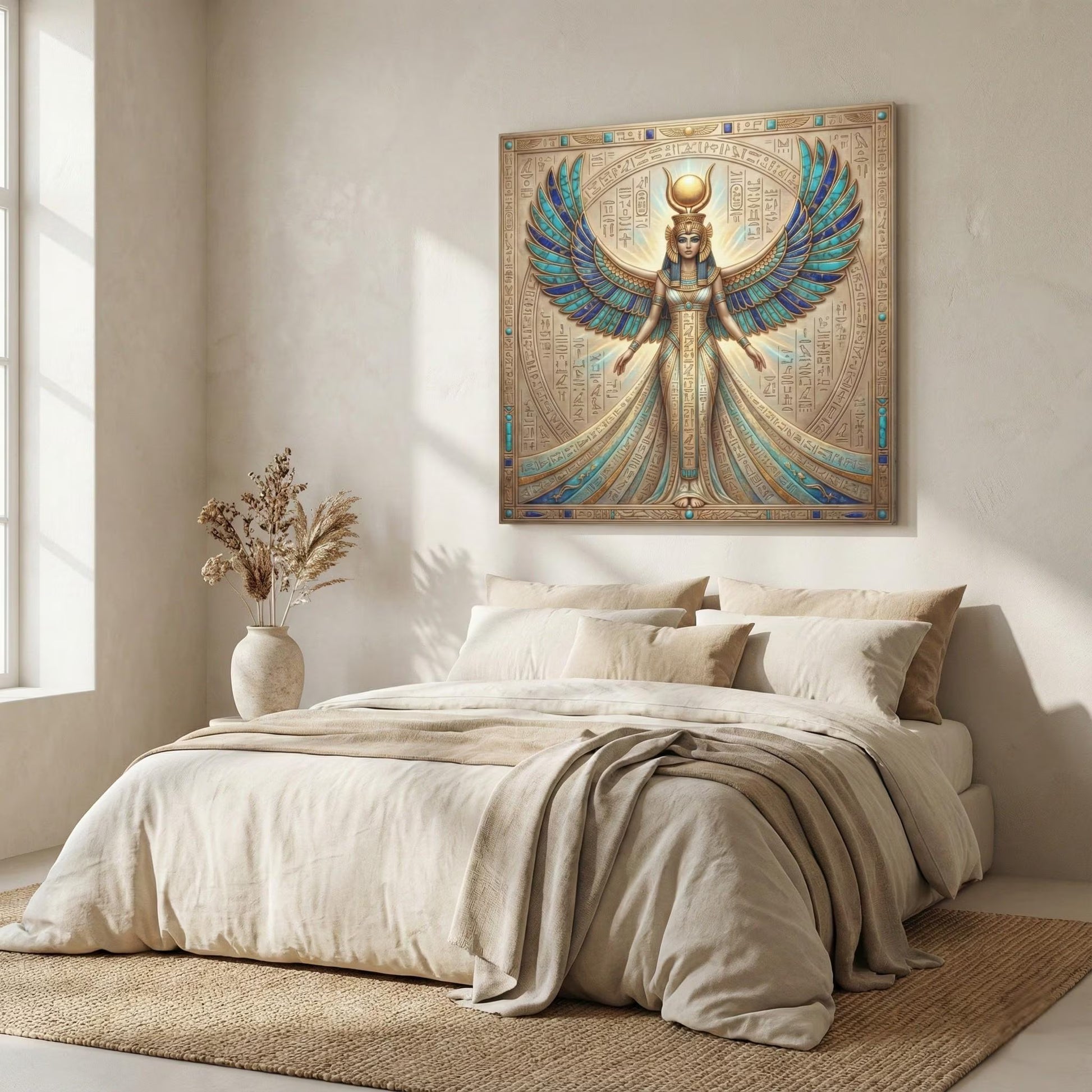 Isis goddess Egyptian canvas — divine mother luxury wall art for feminine bedroom and sacred altar