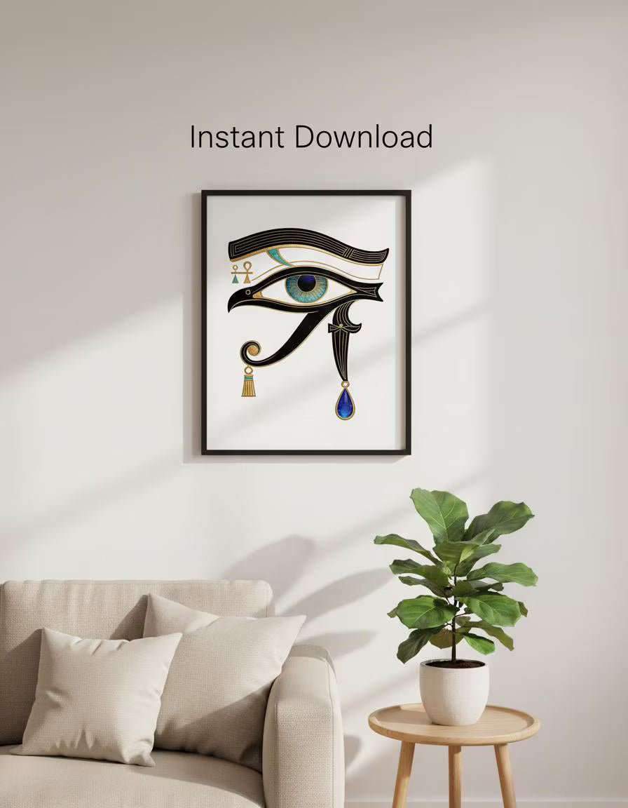 Eye of Horus Printable Wall Art — Egyptian boho decor (title-based, unverified image content)