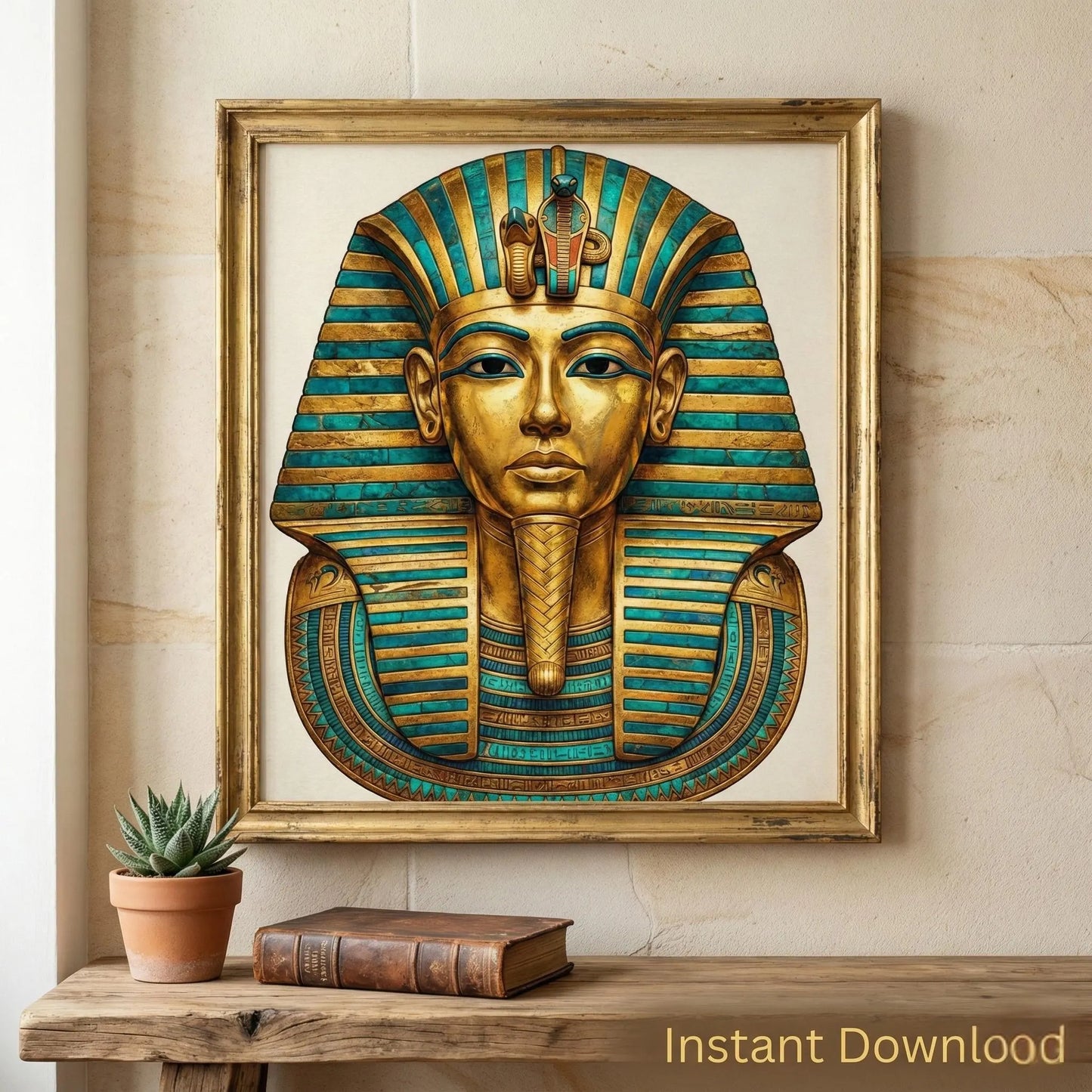 King Tutankhamun Mask Printable Wall Art — gold Egyptian decor (title-based, unverified image content)