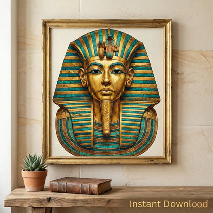 King Tutankhamun Mask Printable Wall Art — gold Egyptian decor (title-based, unverified image content)