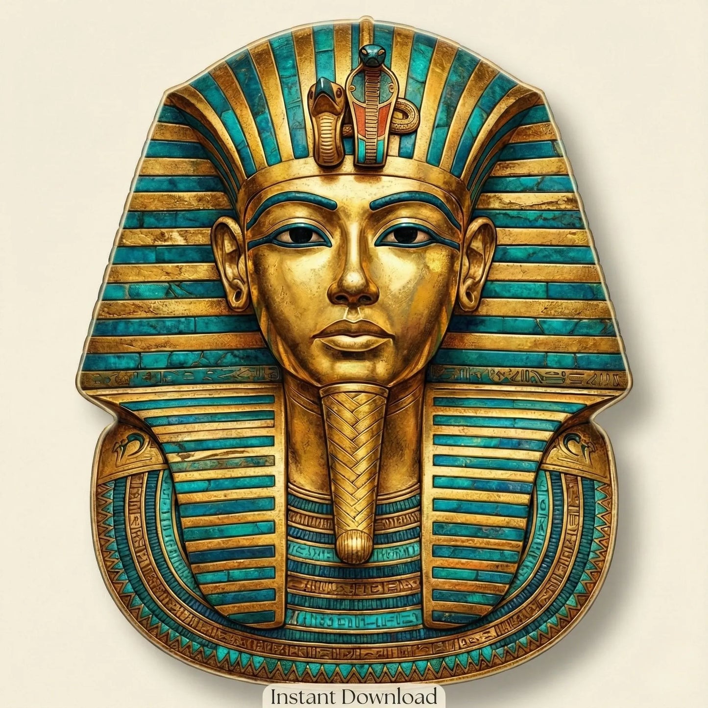 King Tutankhamun Mask Printable Wall Art — gold Egyptian decor (title-based, unverified image content)