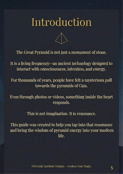 Pyramid Energy guide sample page — Egyptian symbolism
