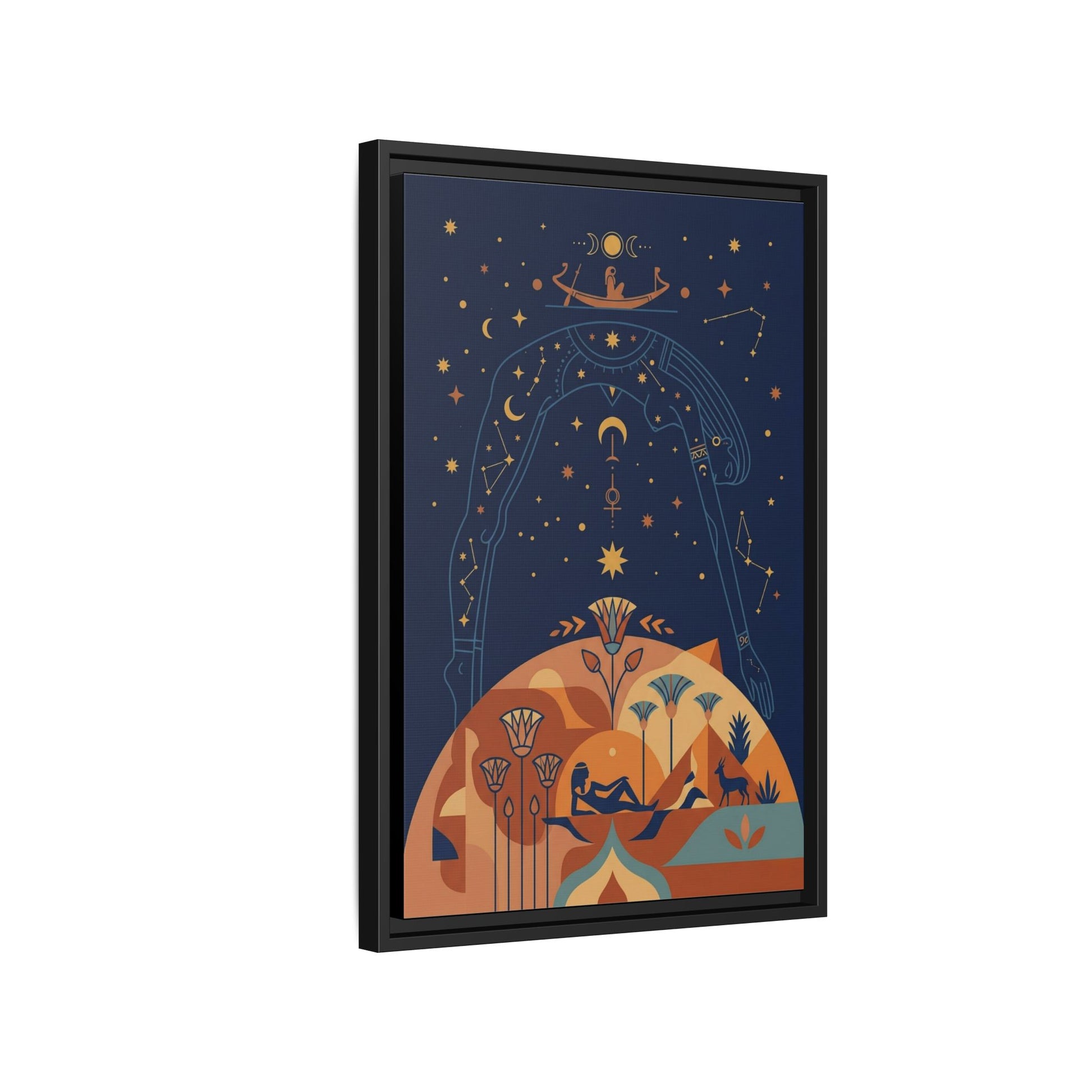 Nut sky goddess canvas as gallery wall centerpiece with Isis and Hathor cosmic feminine triptych