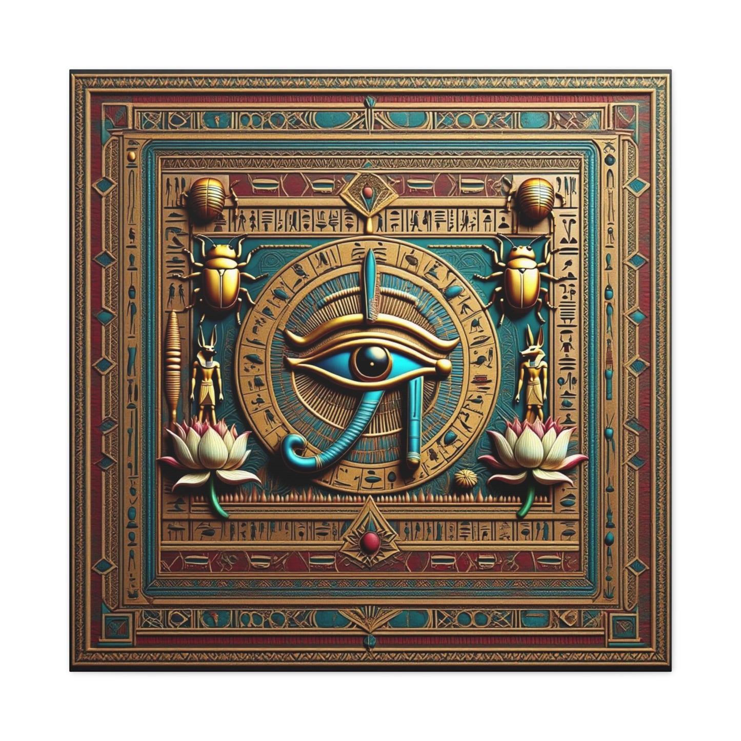 Boho Eye of Horus gift canvas as gallery wall accent in modern Japandi minimalist interior