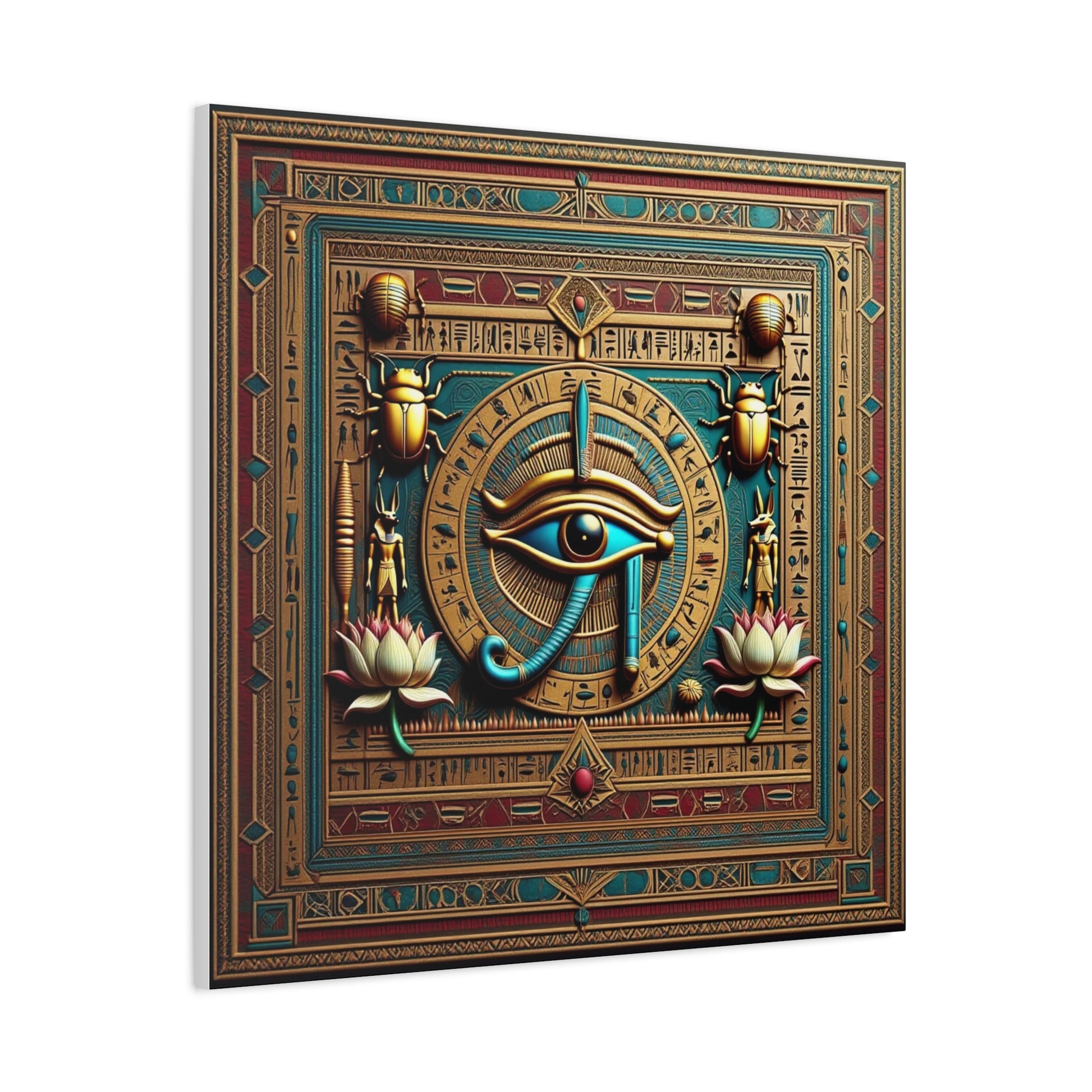 Egyptian Eye of Horus gift canvas in modern entryway as new home housewarming present