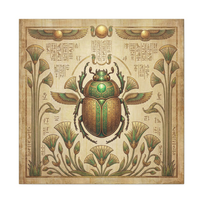 Luxury golden scarab canvas as gallery wall centerpiece with Tutankhamun and Pharaoh Mask set