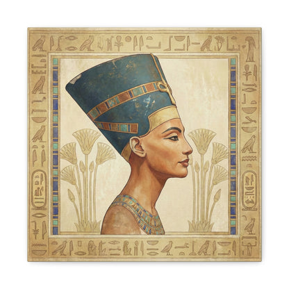 Close-up matte canvas texture detail on Nefertiti Egyptian queen luxury wall art print