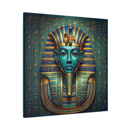 Pharaoh mask royal canvas as gallery wall centerpiece with Tutankhamun and Anubis triptych
