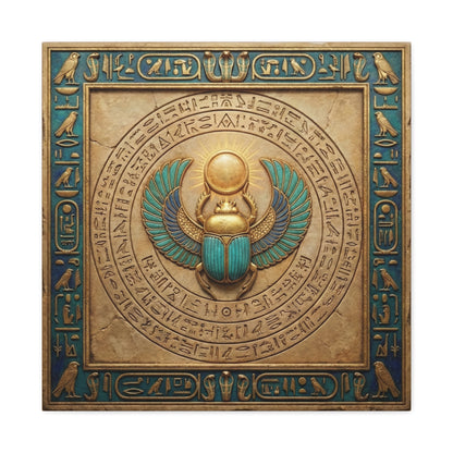Egyptian scarab gateway canvas as gallery wall centerpiece with Khepri and Aten Sun rebirth set