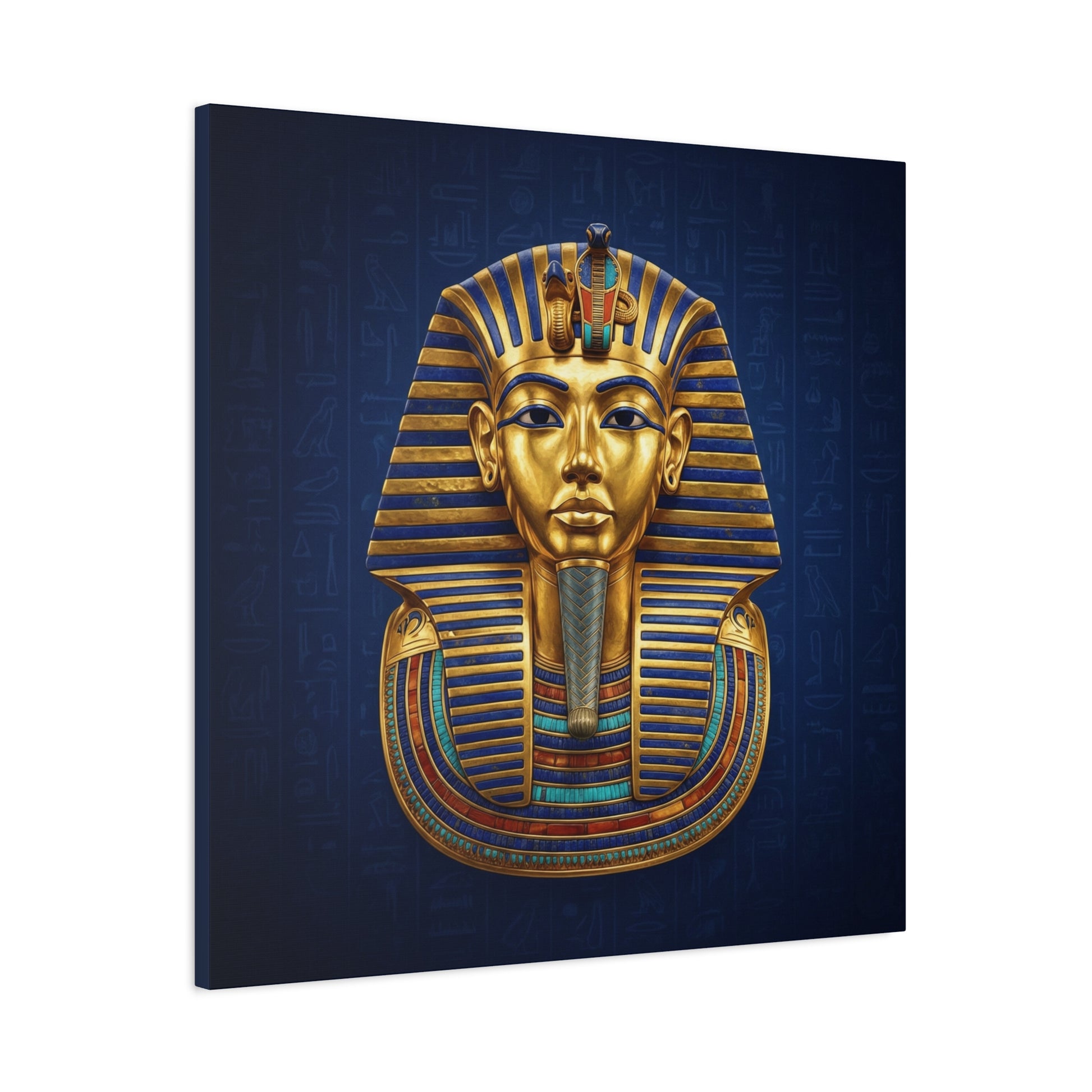 Tutankhamun mask canvas as gallery wall centerpiece with Anubis and Pharaoh three-piece set
